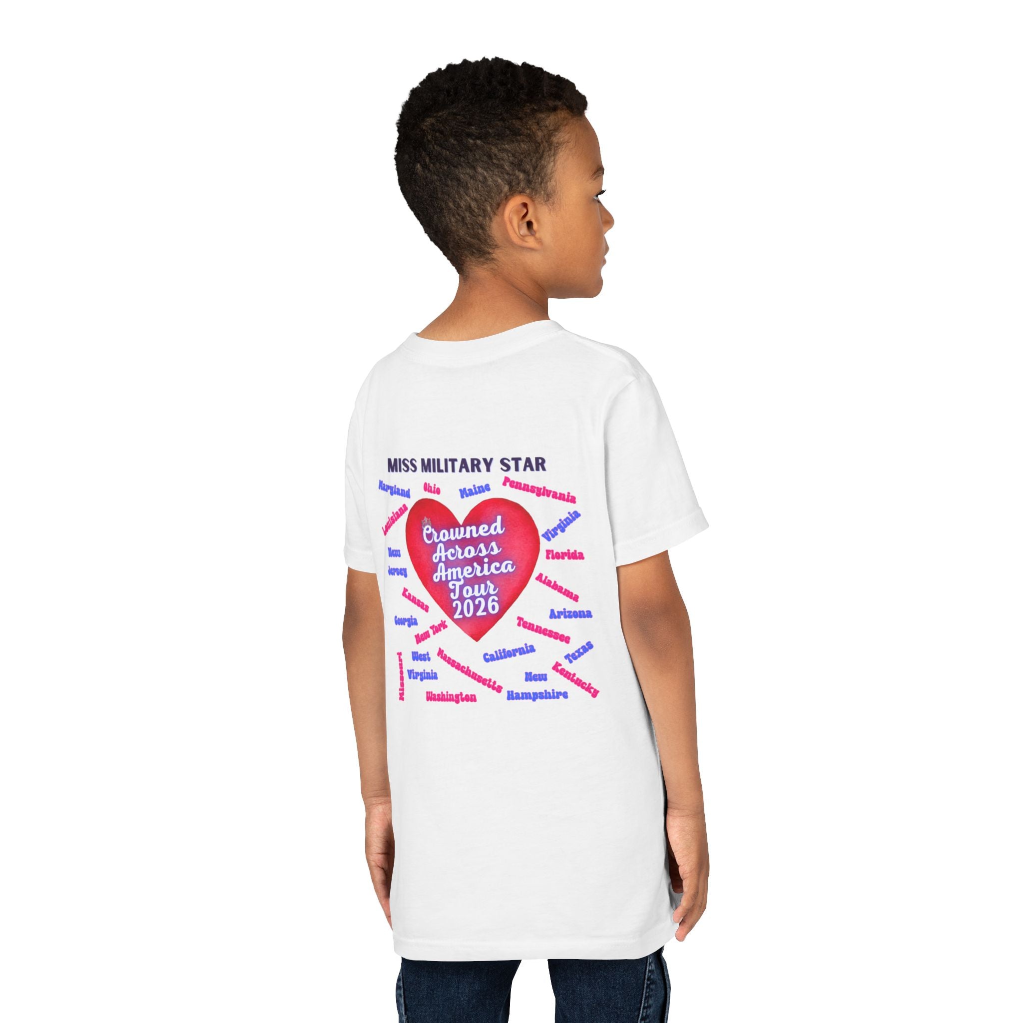 Miss Military Star 2026 Youth Tee — Crowned Across America Tour Kids T-Shirt