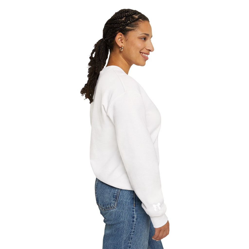 Bow Detail Embroidered Crewneck Sweatshirt