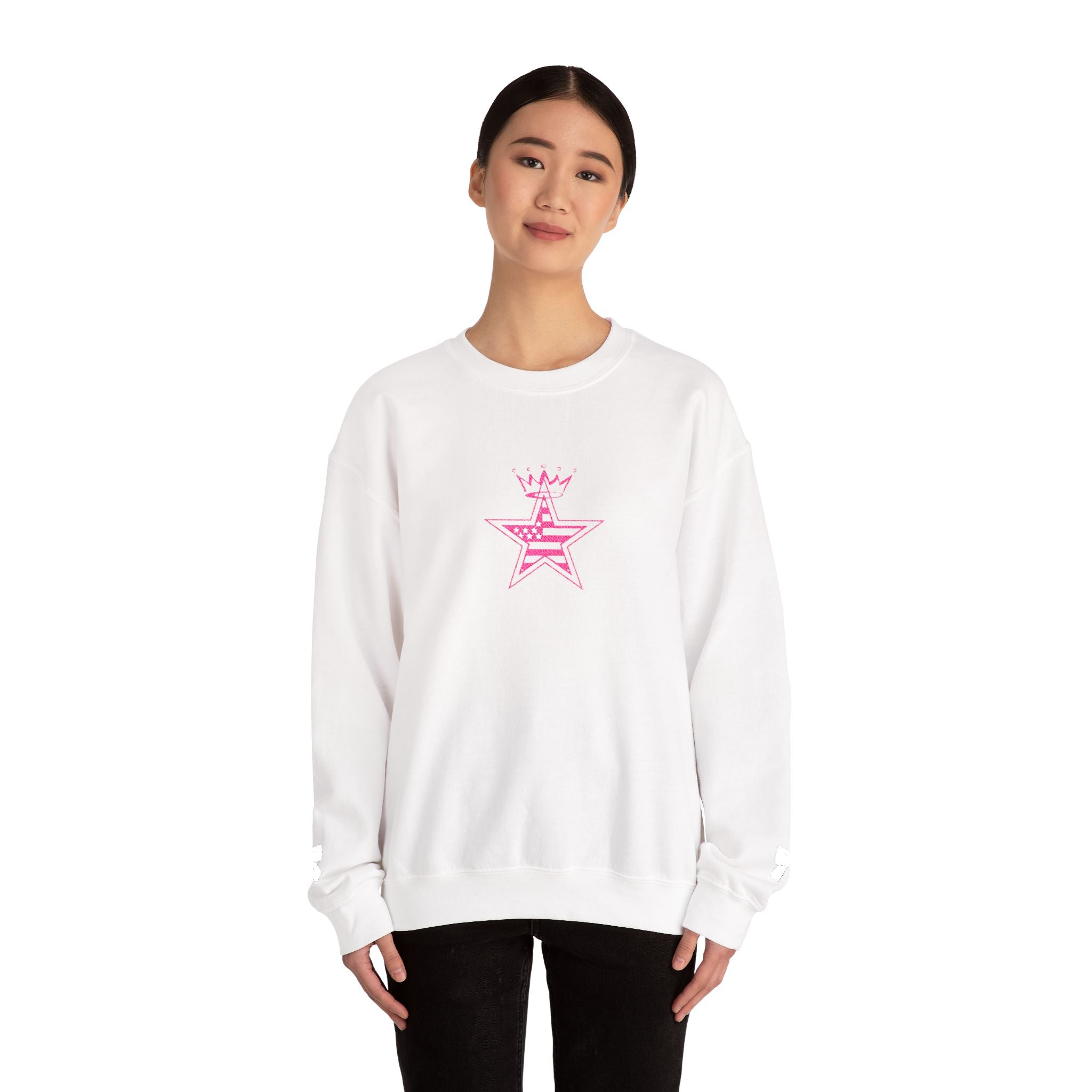Bow Detail Embroidered Crewneck Sweatshirt