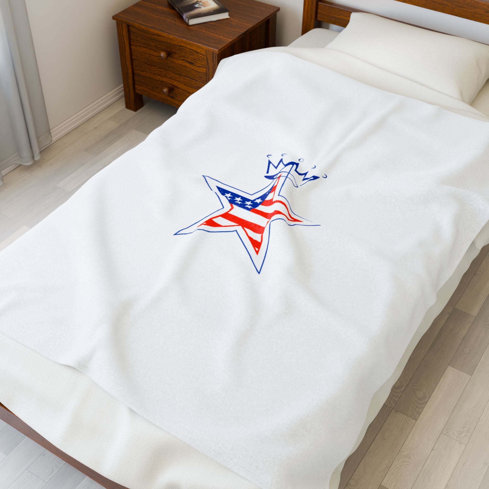 Military Star Velveteen Plush Logo Blanket