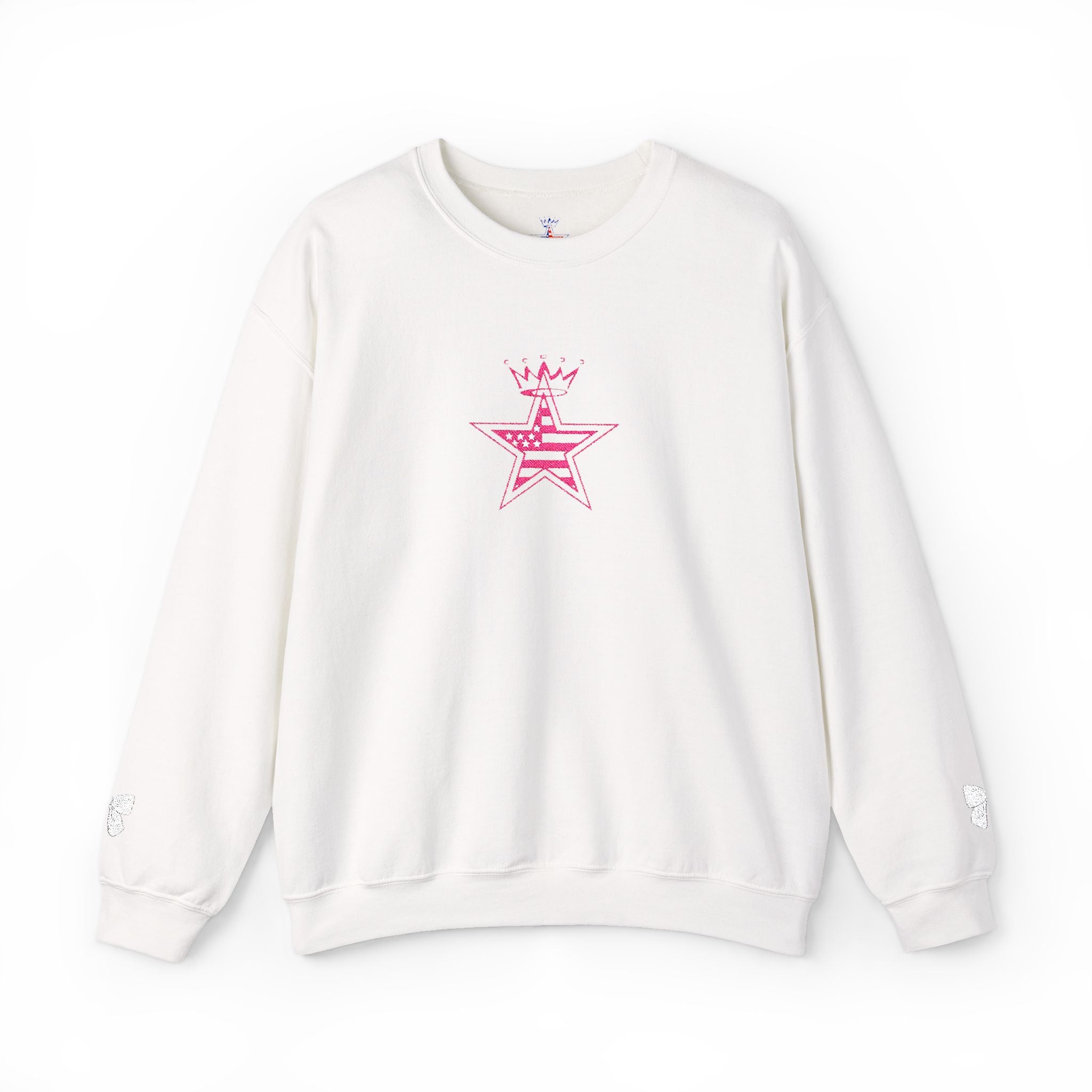 Bow Detail Embroidered Crewneck Sweatshirt